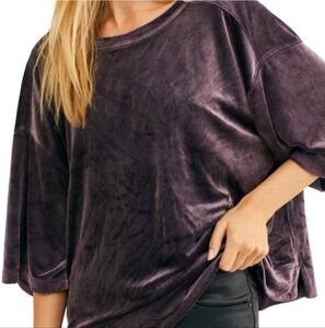 We The Free Valerie Velour Oversized Tee Small Purple Short Sleeves Top Slouchy